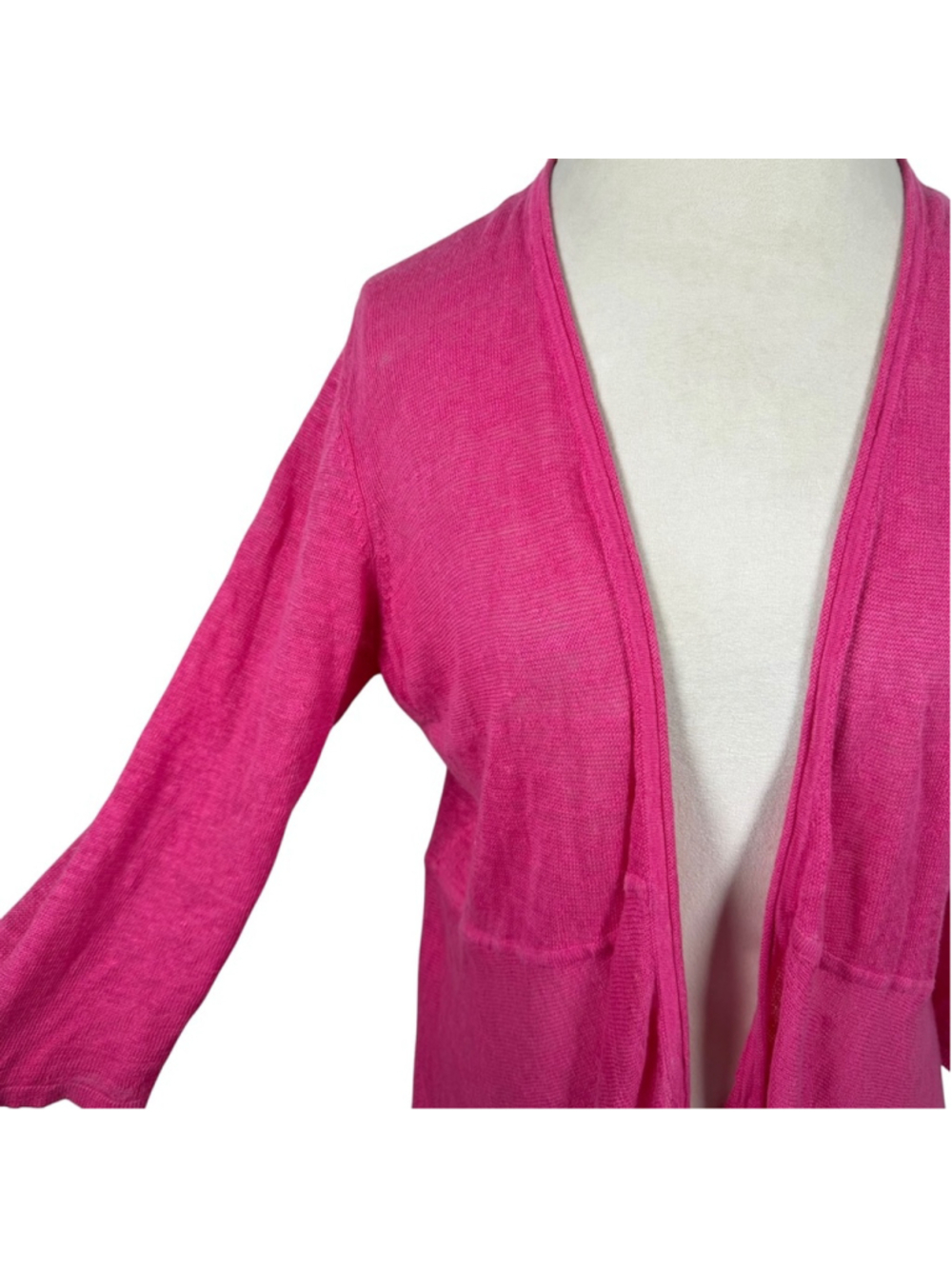 Eileen Fisher System Organic Linen Open Waterfall Drape Front Cardigan Size L - Picture 6 of 11